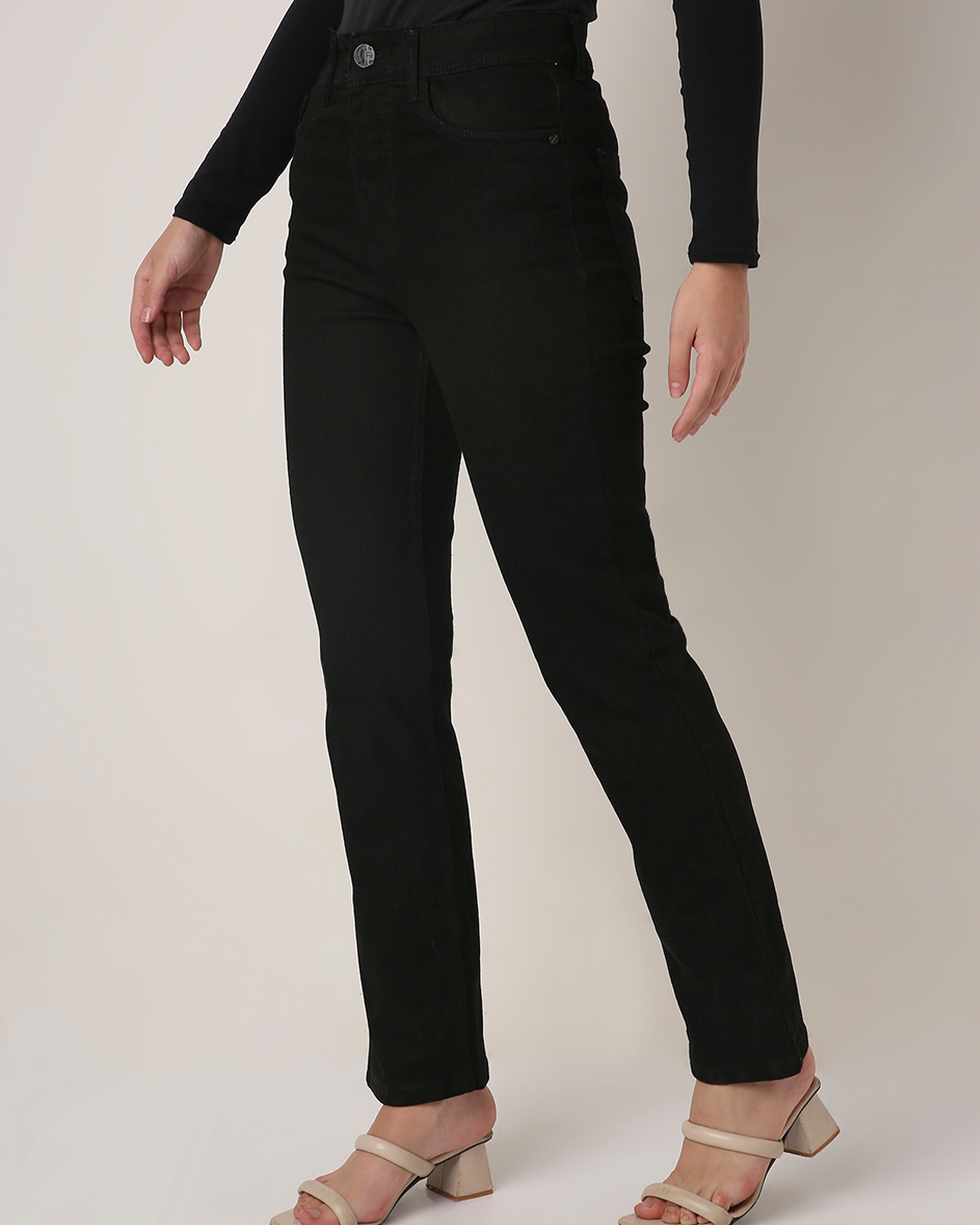 Black High-Waist Slim-Fit Jeans