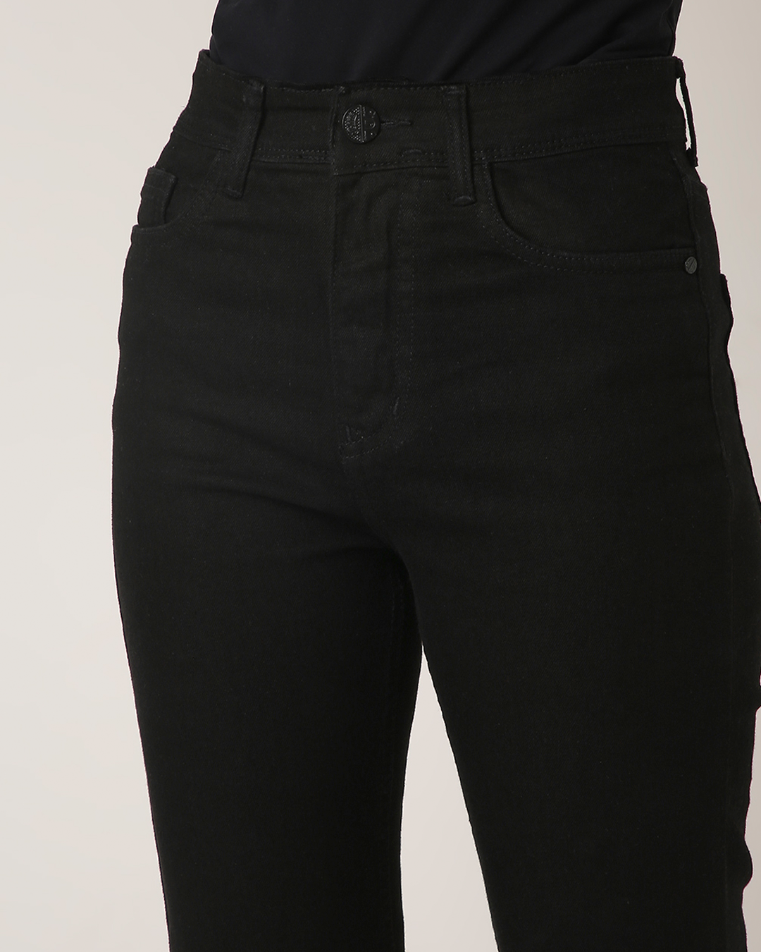 Black High-Waist Slim-Fit Jeans