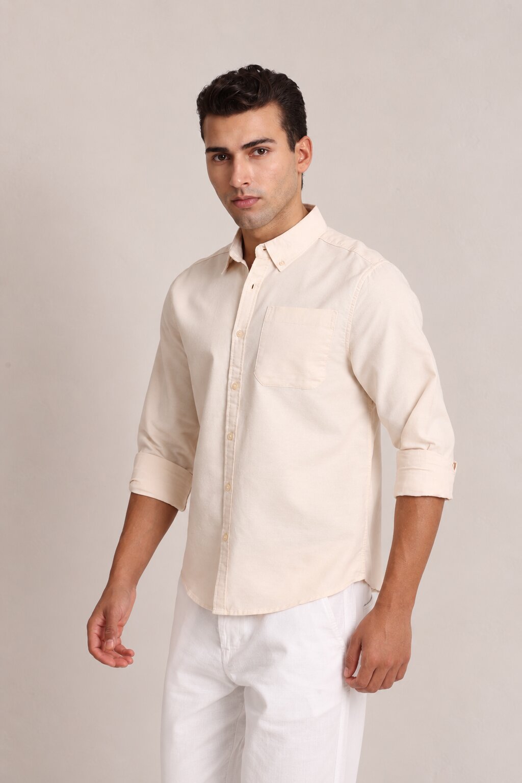 Beige Oxford Casual Shirt