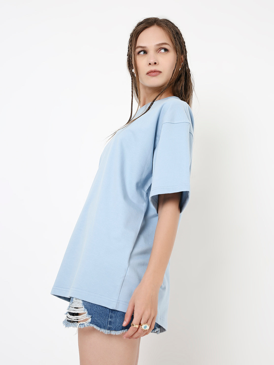 OVERSIZE LIGHT BLUE SOLID TSHIRT