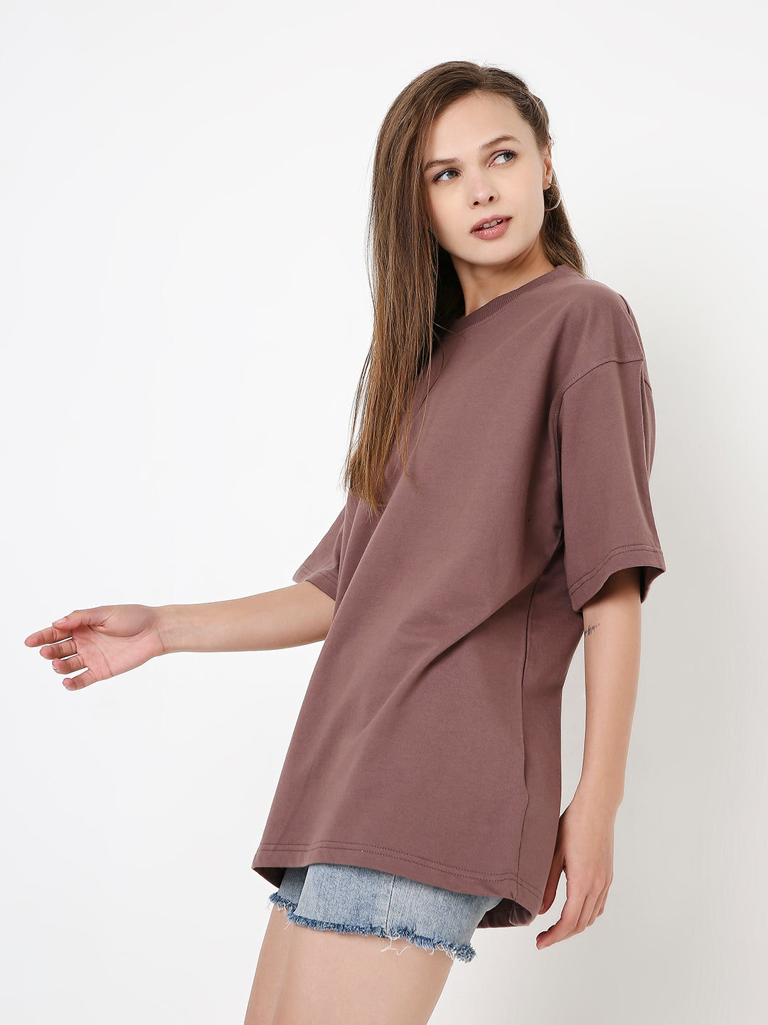 OVERSIZE OLD ROSE SOLID TSHIRT