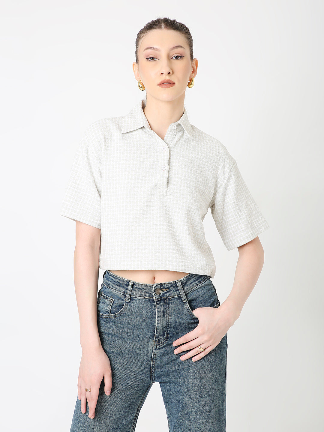 FAWN STRUCTUED COLLAR CROP TOP