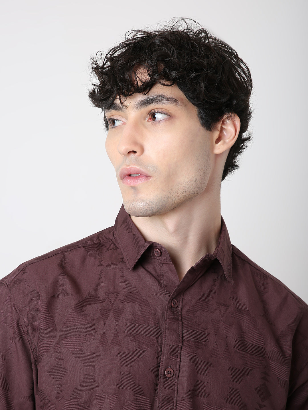 PLUM JACQUARD COTTON SHIRT