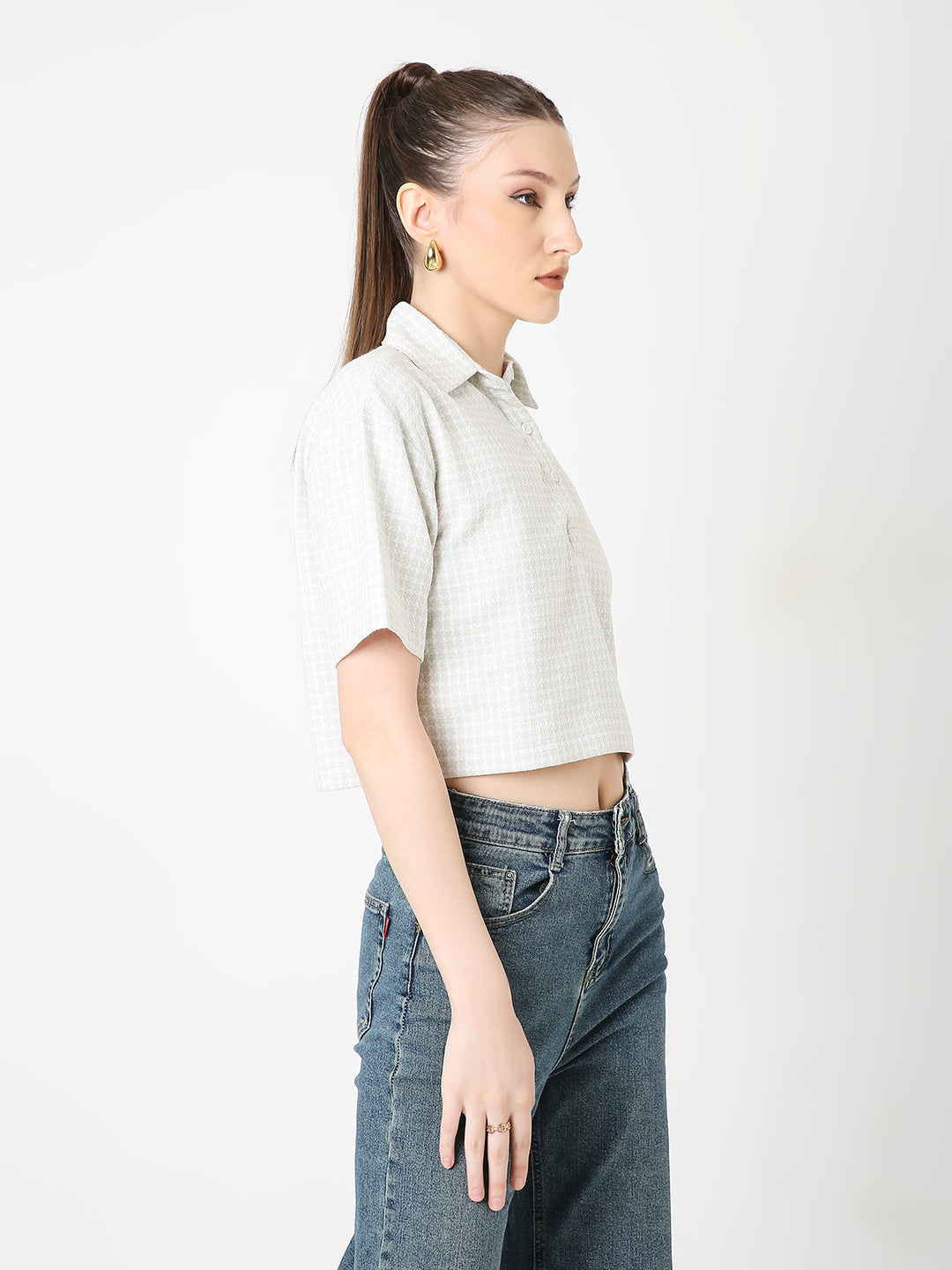 FAWN STRUCTUED COLLAR CROP TOP