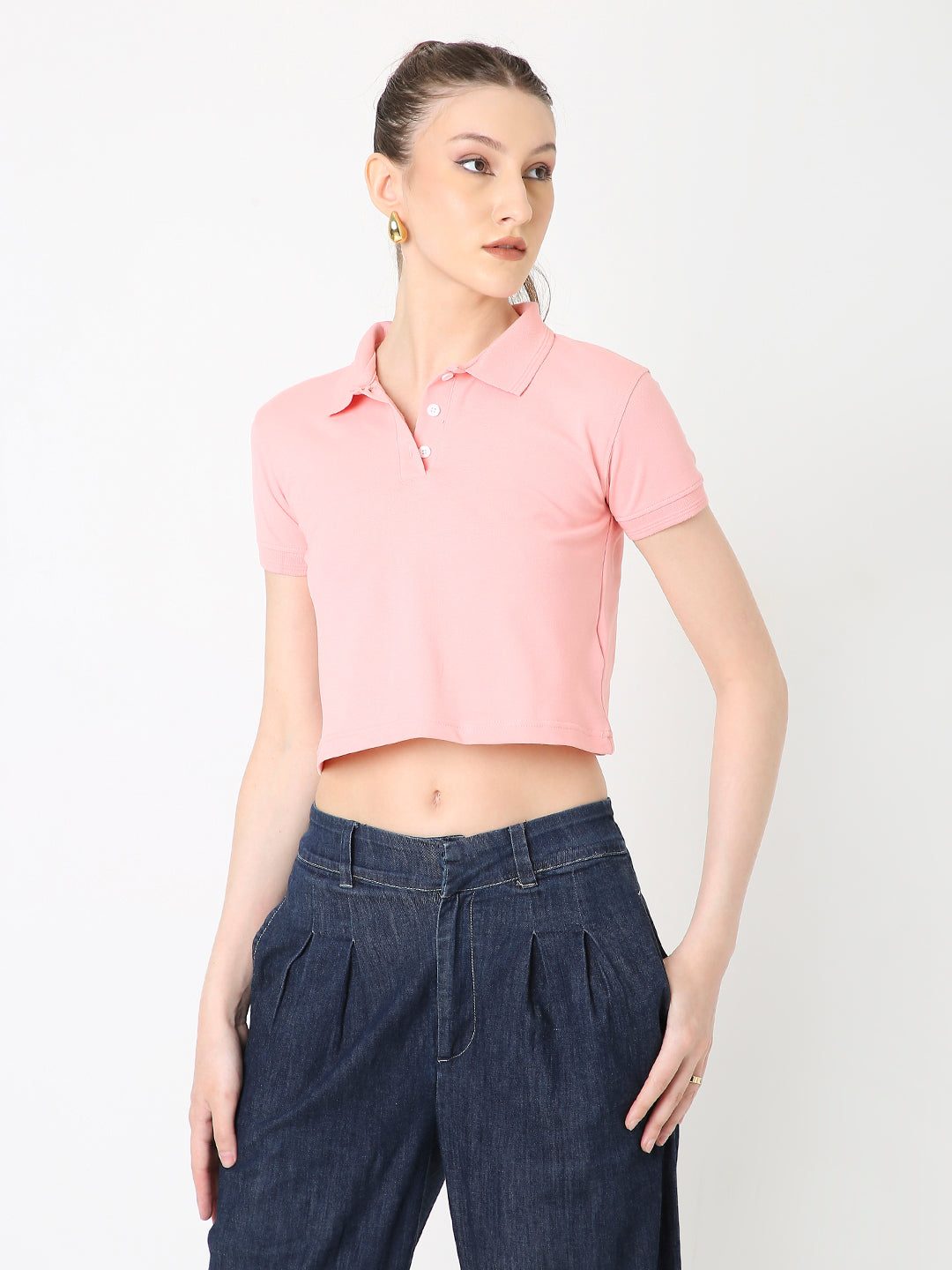 PINK POLO CROPPED TSHIRT
