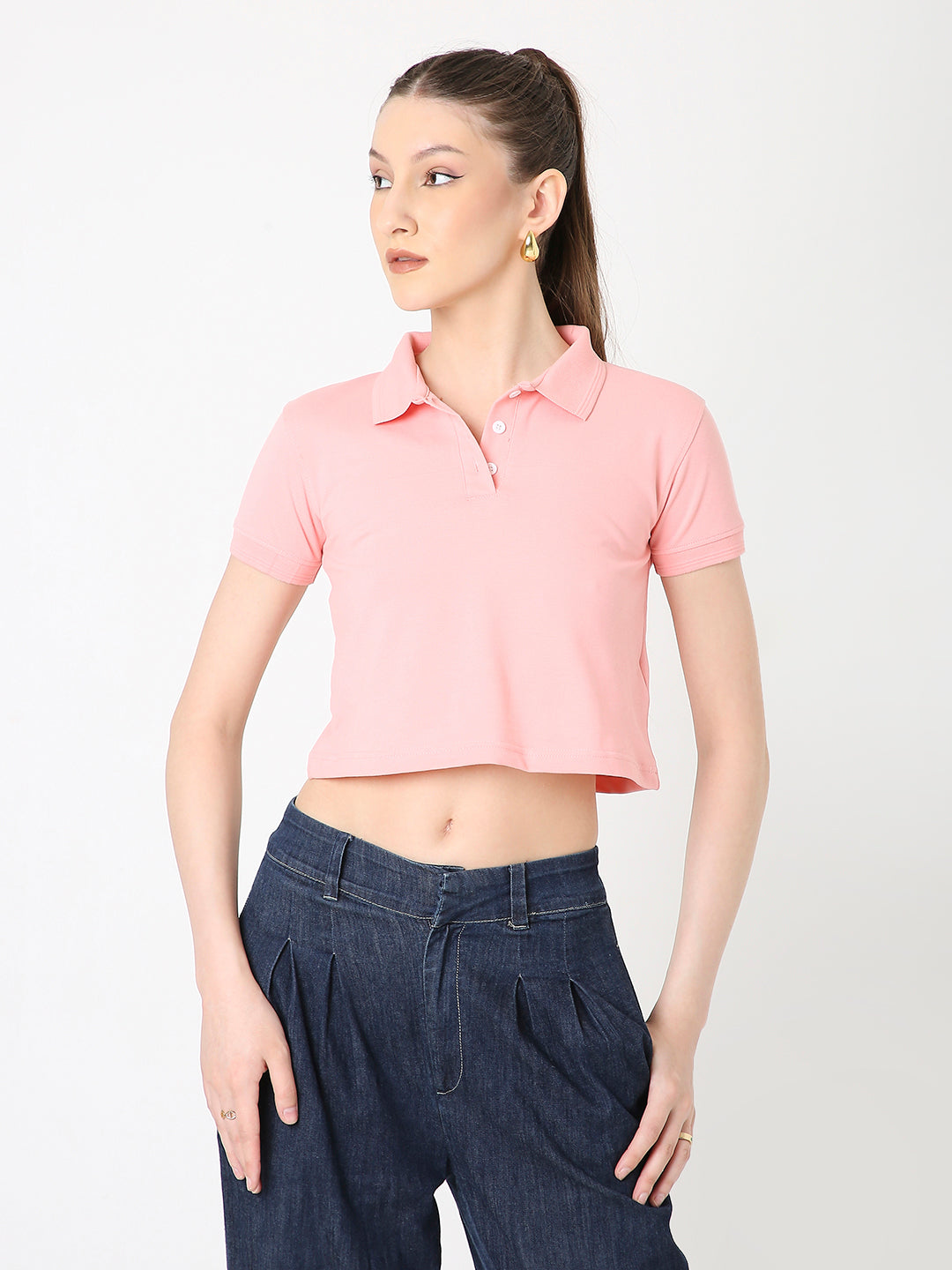 PINK POLO CROPPED TSHIRT