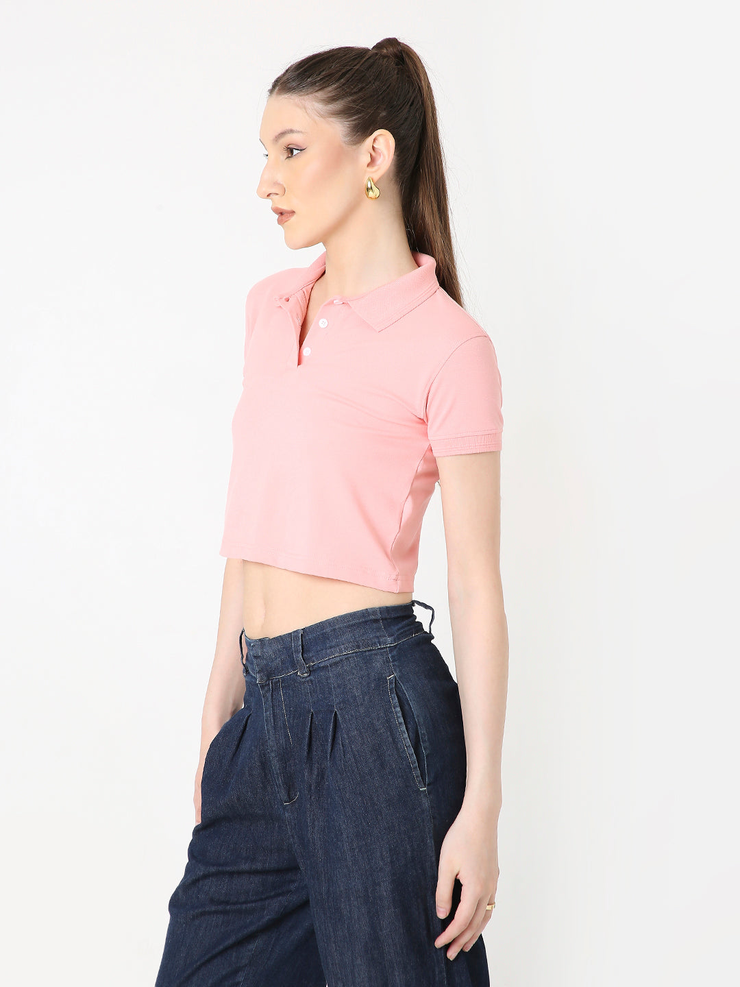 PINK POLO CROPPED TSHIRT