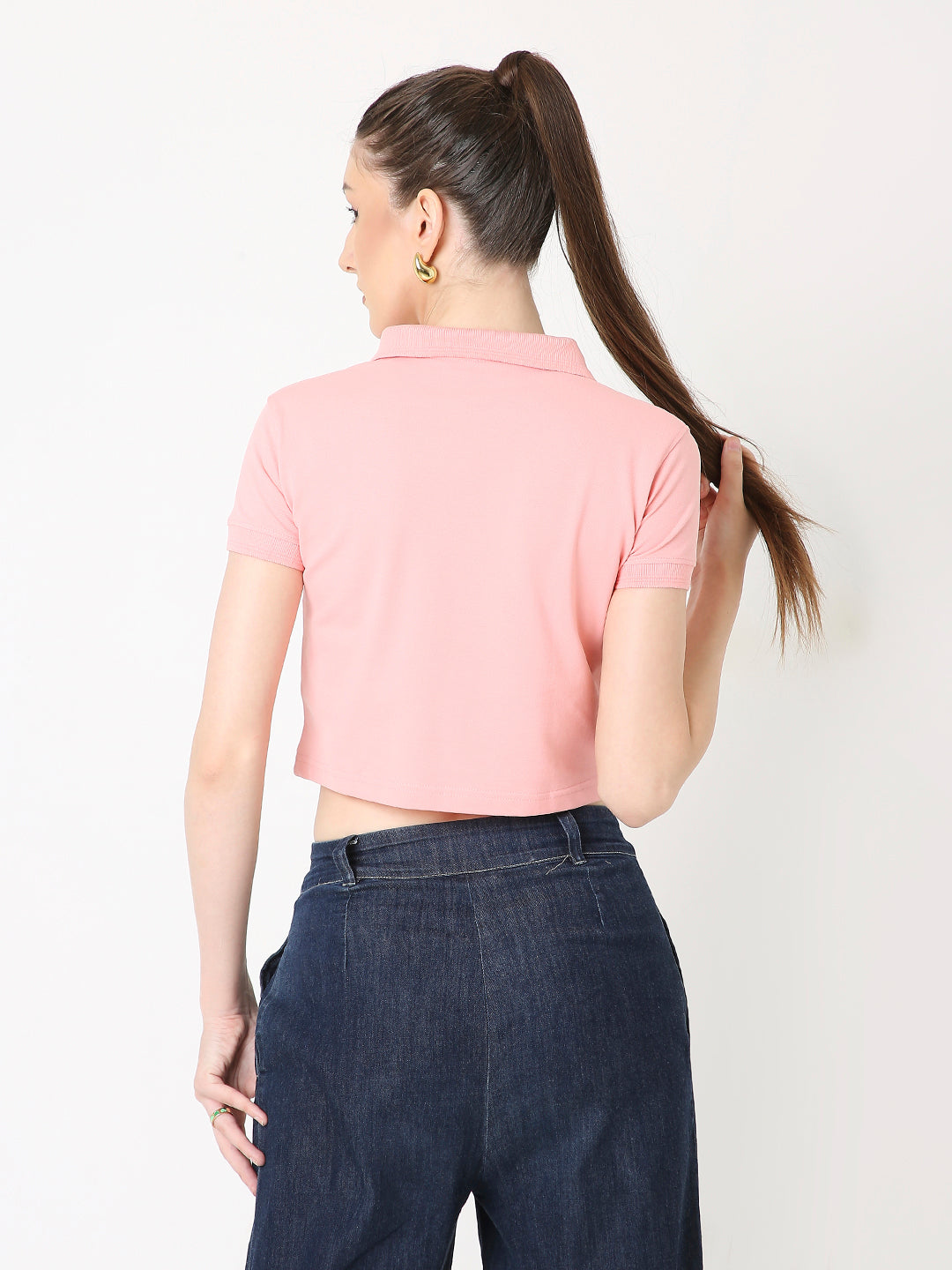 PINK POLO CROPPED TSHIRT