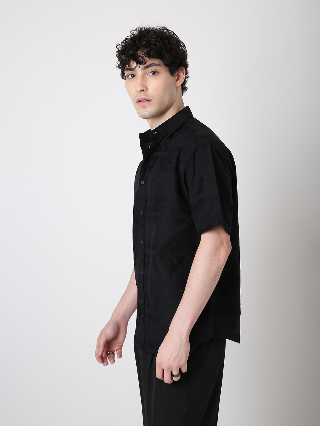 BLACK Jacquard Cotton Shirt