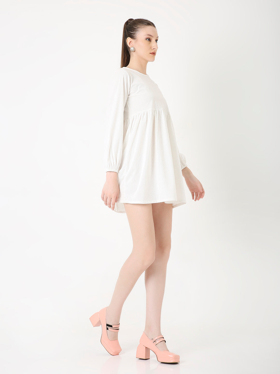 WHITE CORDUROY SHORT DRESS