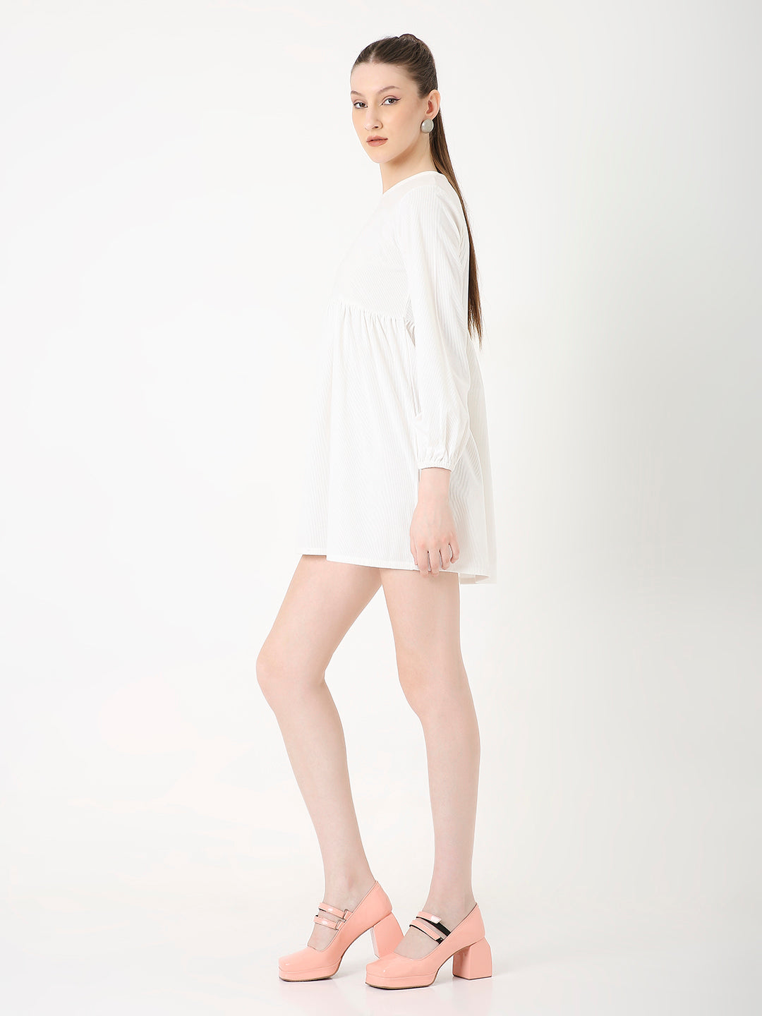 WHITE CORDUROY SHORT DRESS