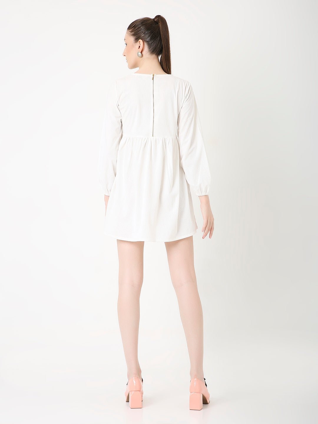 WHITE CORDUROY SHORT DRESS