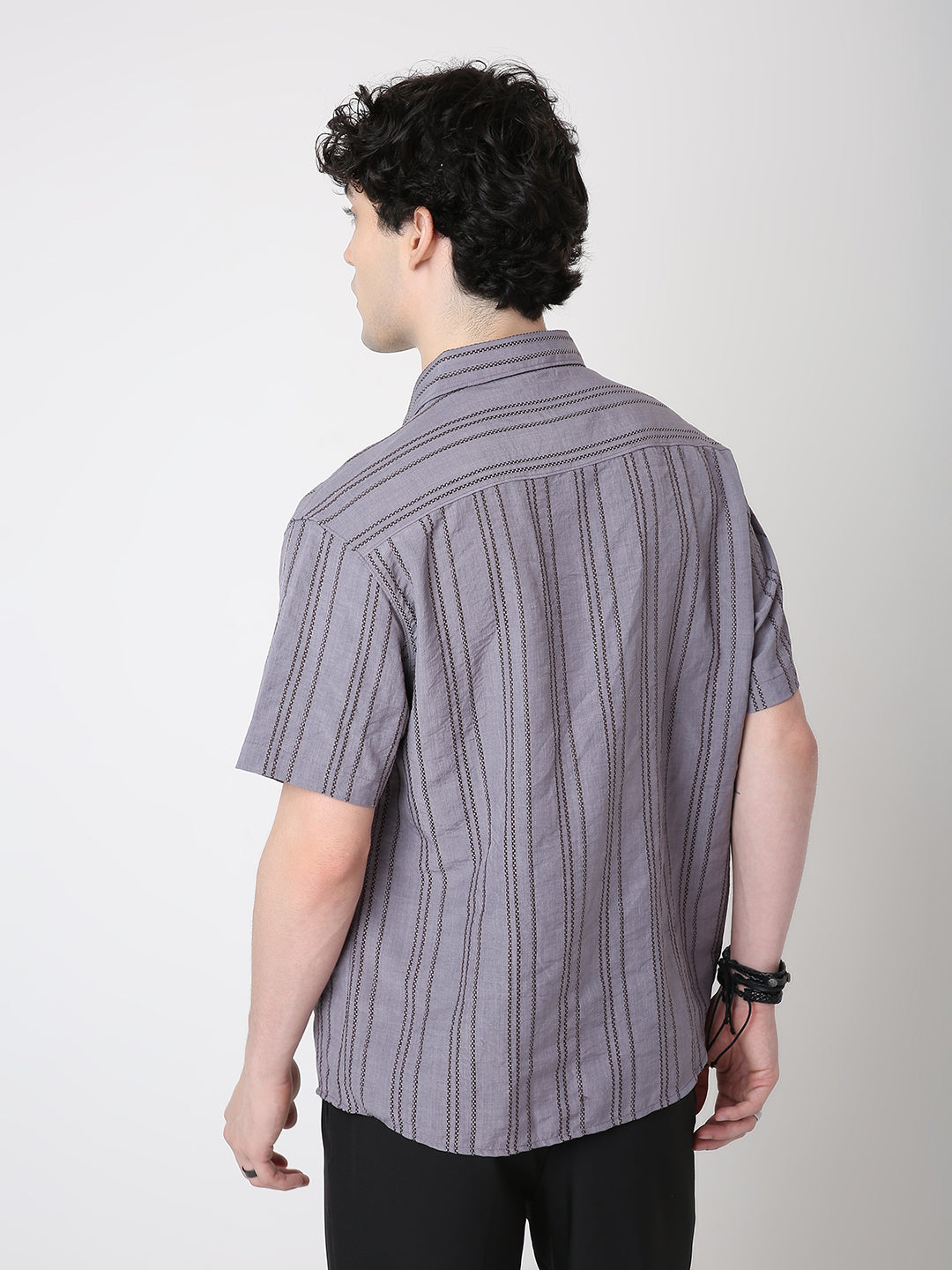 MAUVE VERTICAL STRIPE SHIRT