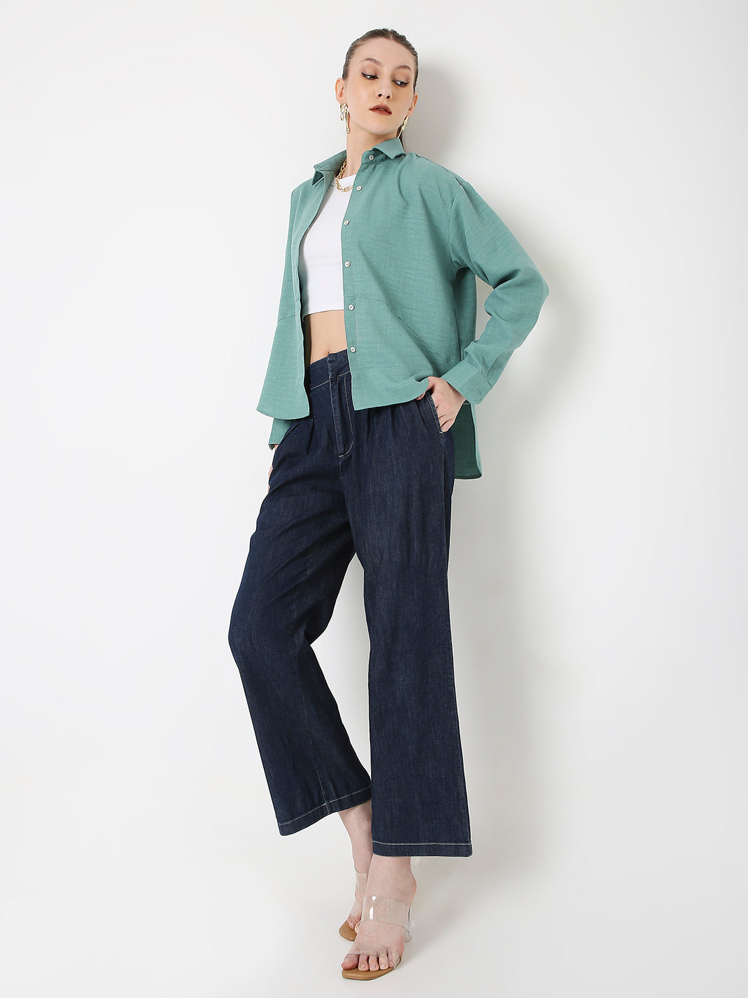 GREEN STRUCTURED COMFORT SHIRT