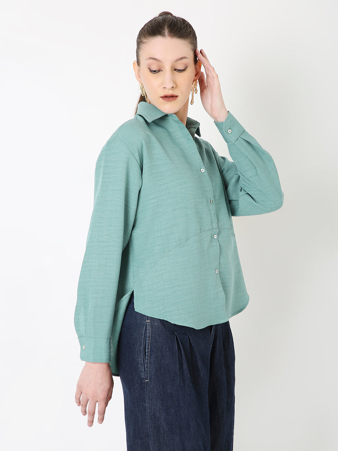GREEN STRUCTURED COMFORT SHIRT