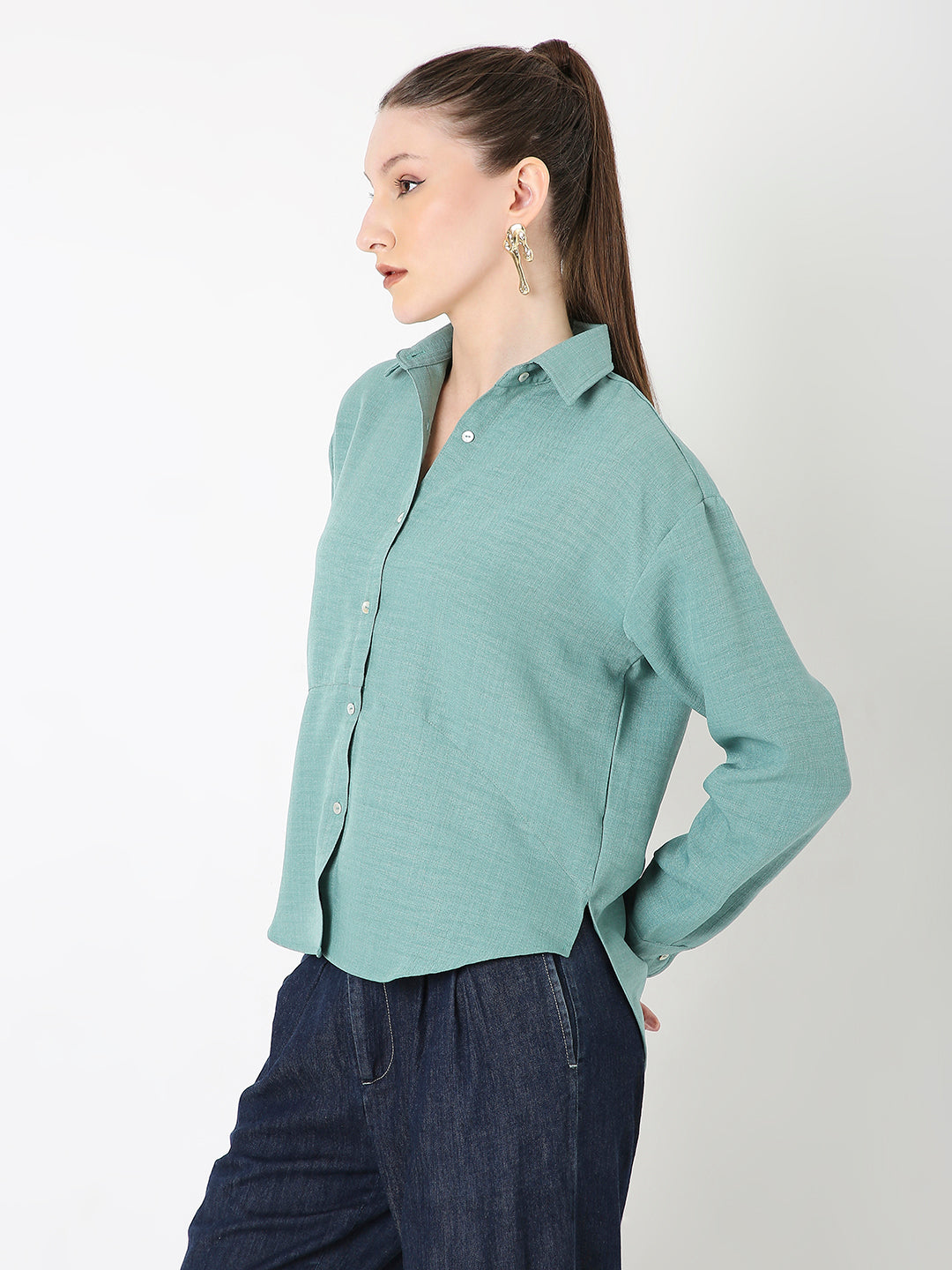 GREEN STRUCTURED COMFORT SHIRT