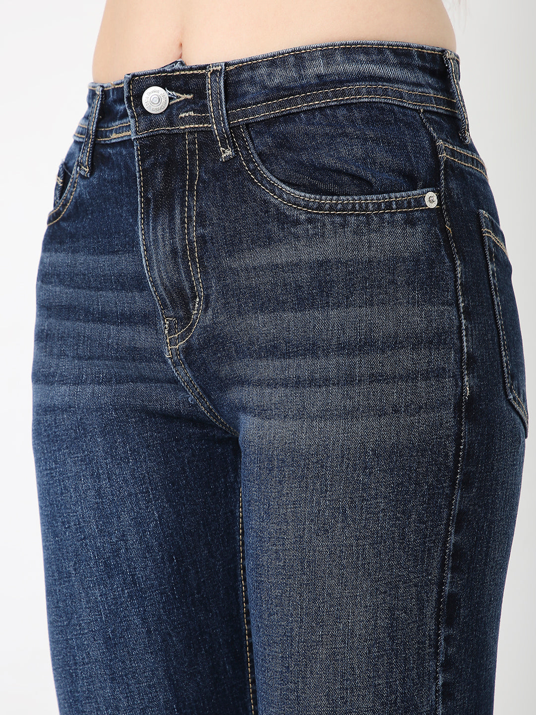 WOMENS BLUE SLIM STRAIGHT FIT DENIM JEANS