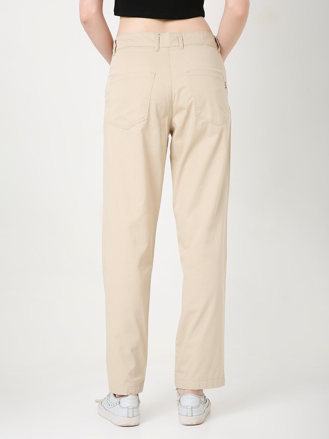 CREAM CLASSIC STRAIGHT-LEG COTTON PANTS