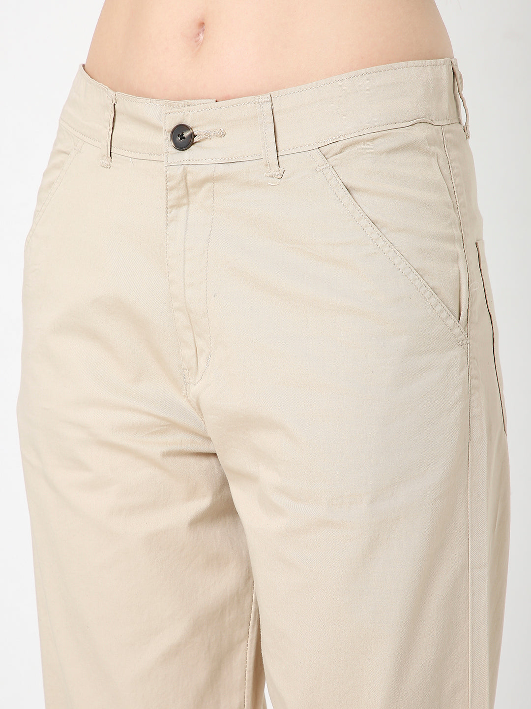 CREAM CLASSIC STRAIGHT-LEG COTTON PANTS