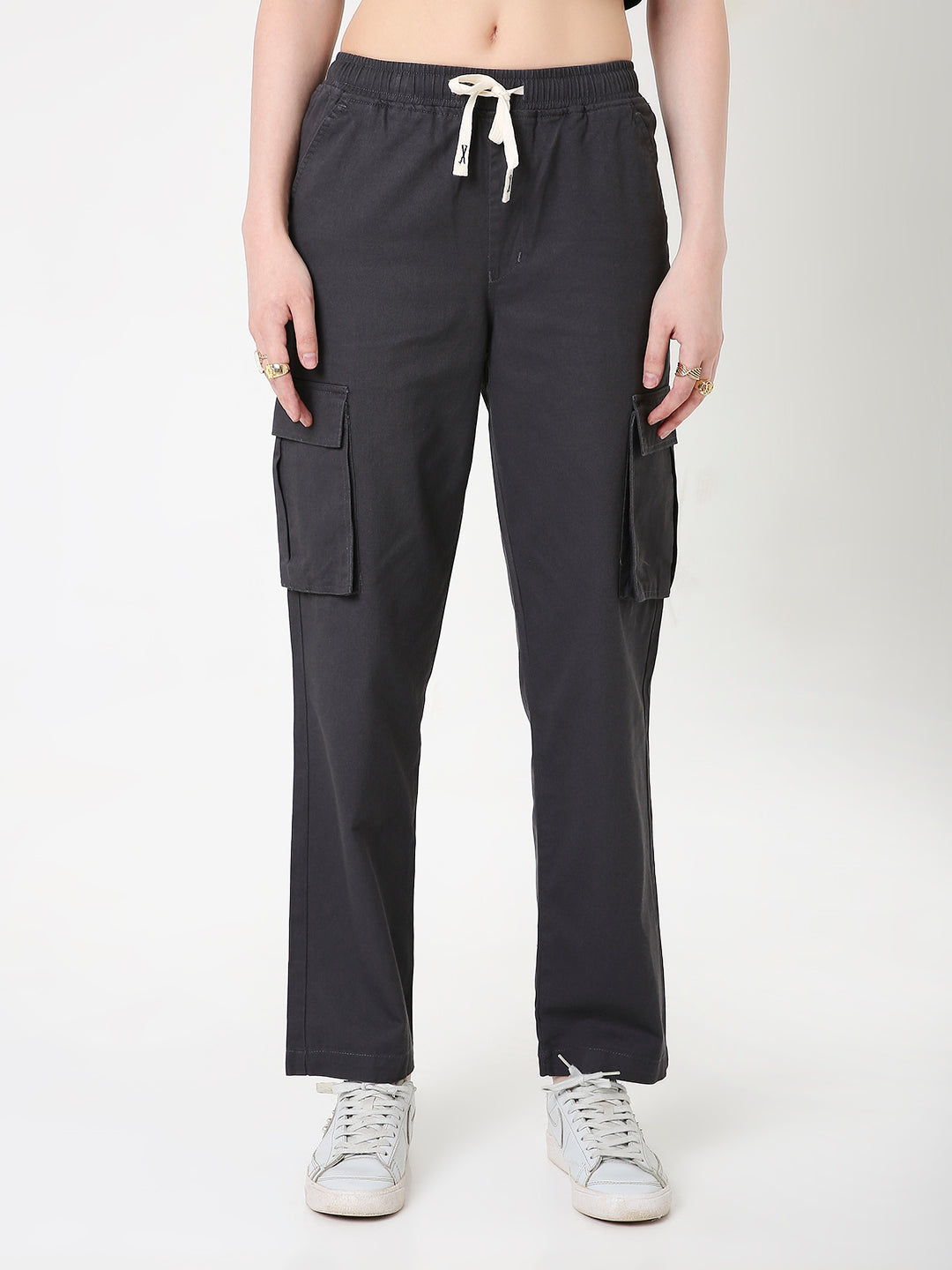 DARK GREY VERSATILE 5 POCKET CARGO PANTS