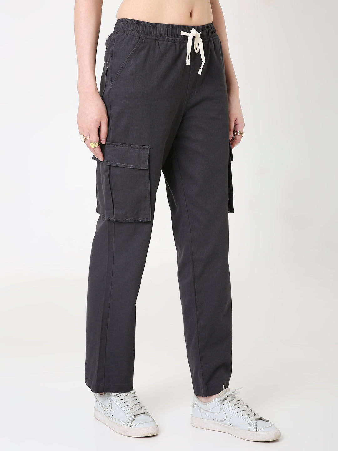 DARK GREY VERSATILE 5 POCKET CARGO PANTS
