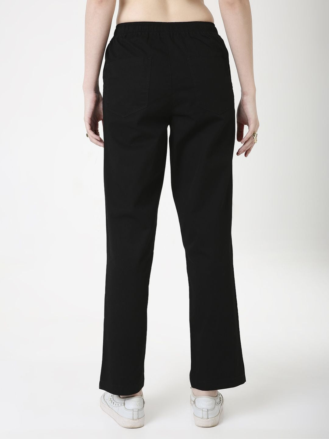 BLACK UNISEX RELAXED FIT DRAWSTRING PANTS