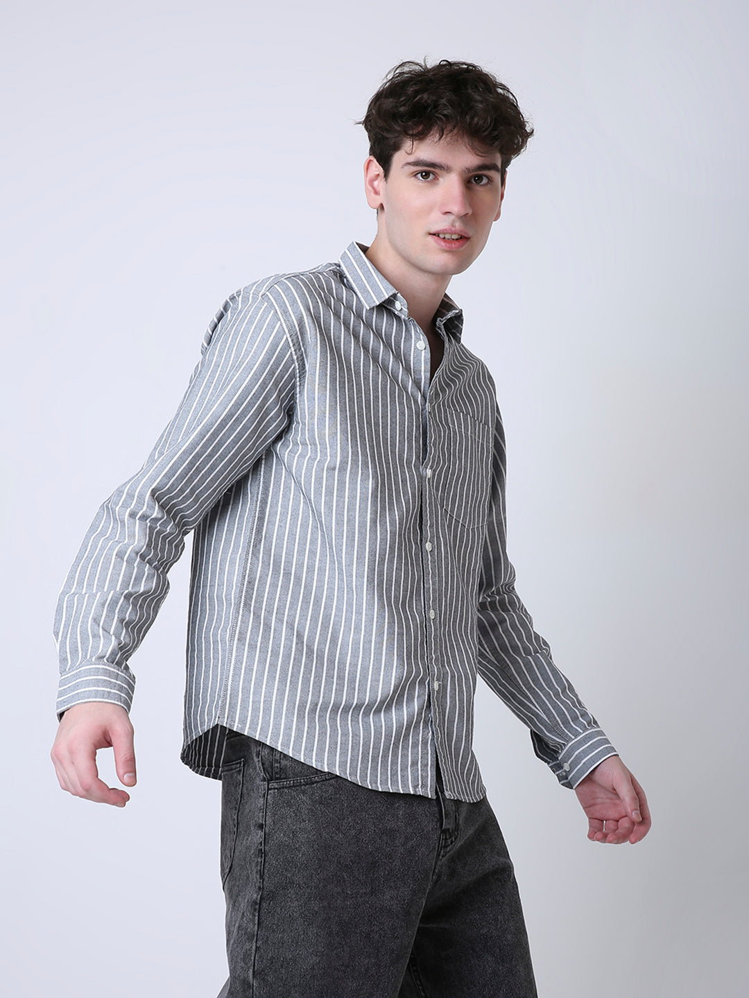 BLACK OXFORD STRIPED SHIRT