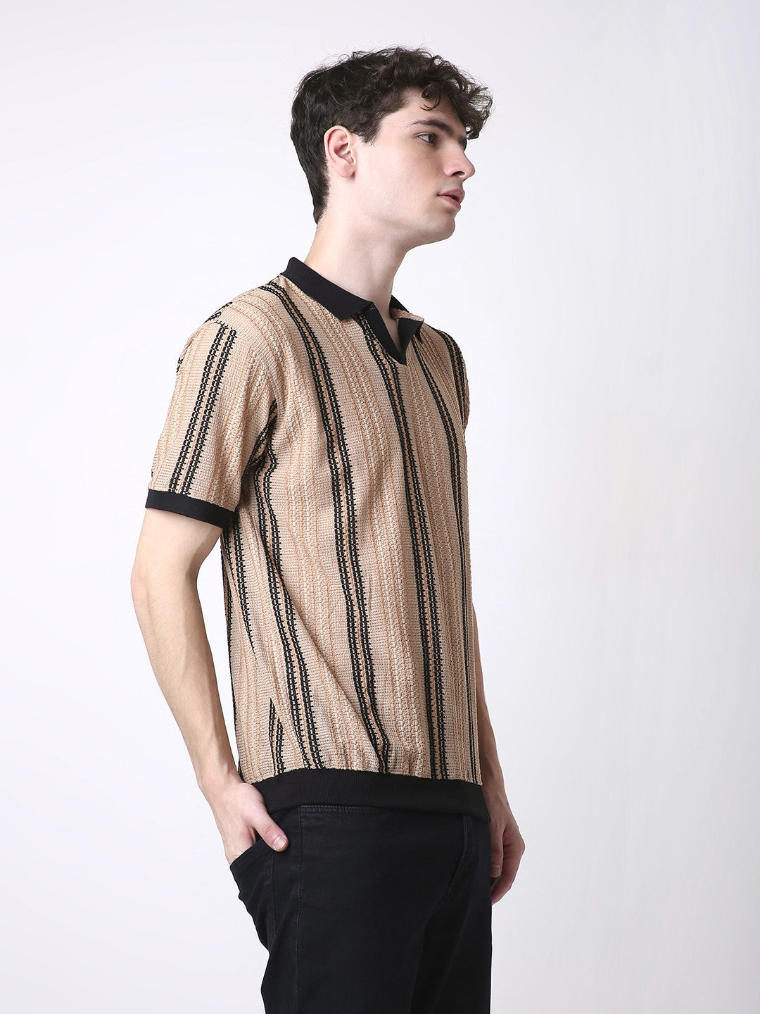 VINTAGE FAWN TEXTURED POLO TSHIRT