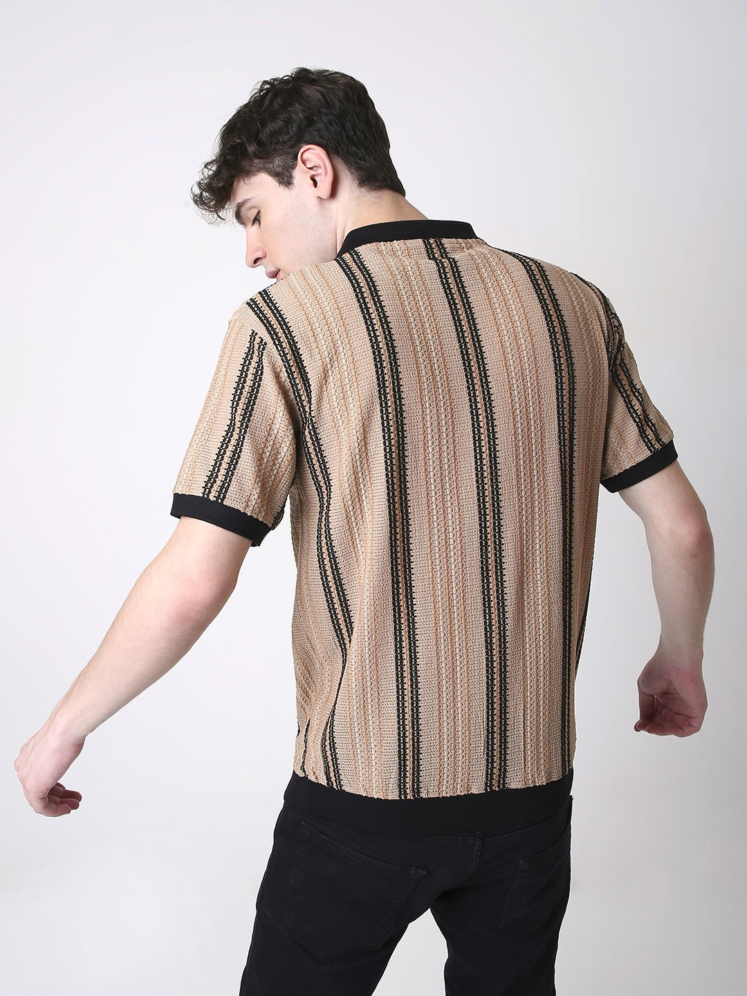 VINTAGE FAWN TEXTURED POLO TSHIRT