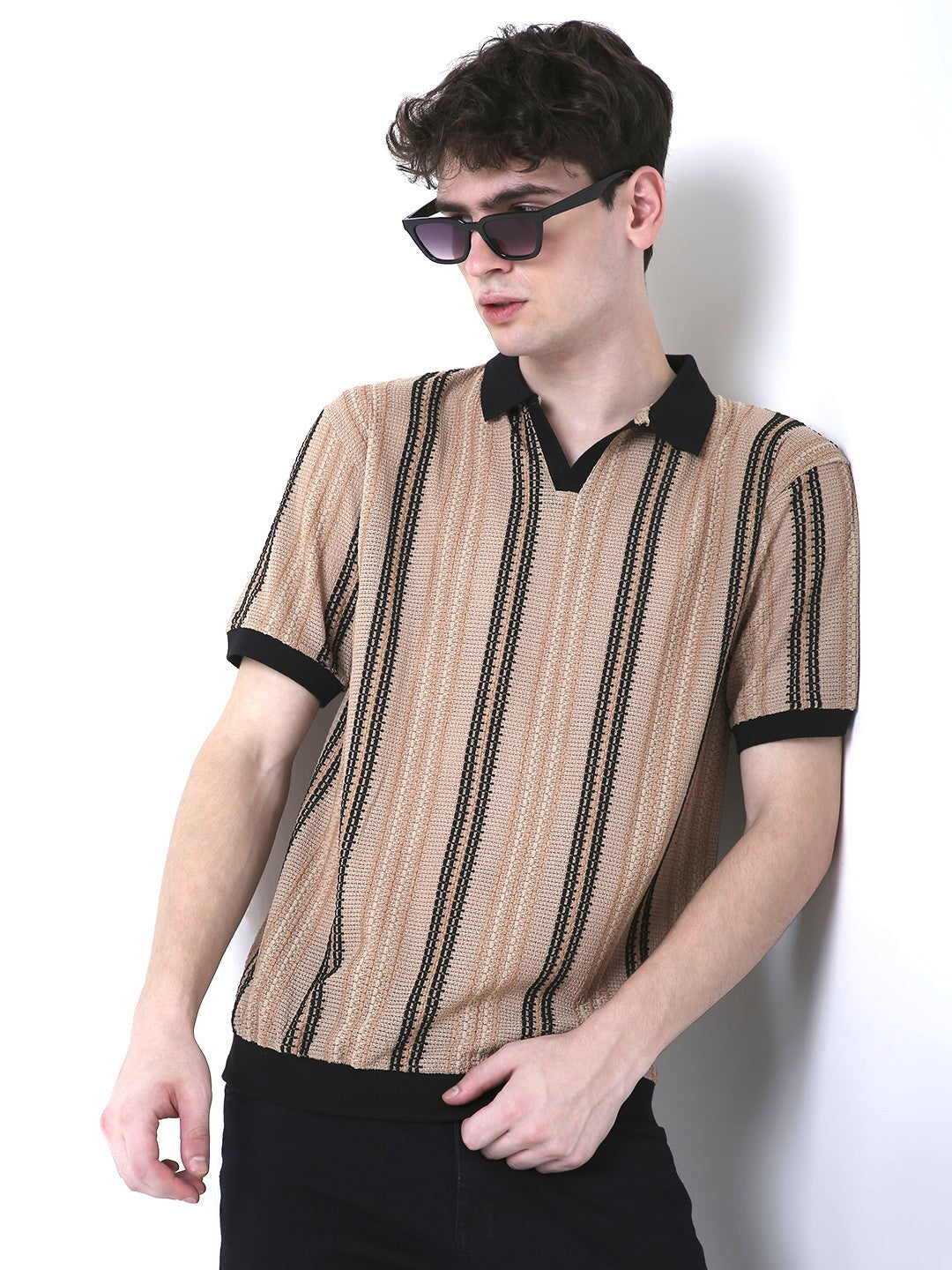 VINTAGE FAWN TEXTURED POLO TSHIRT