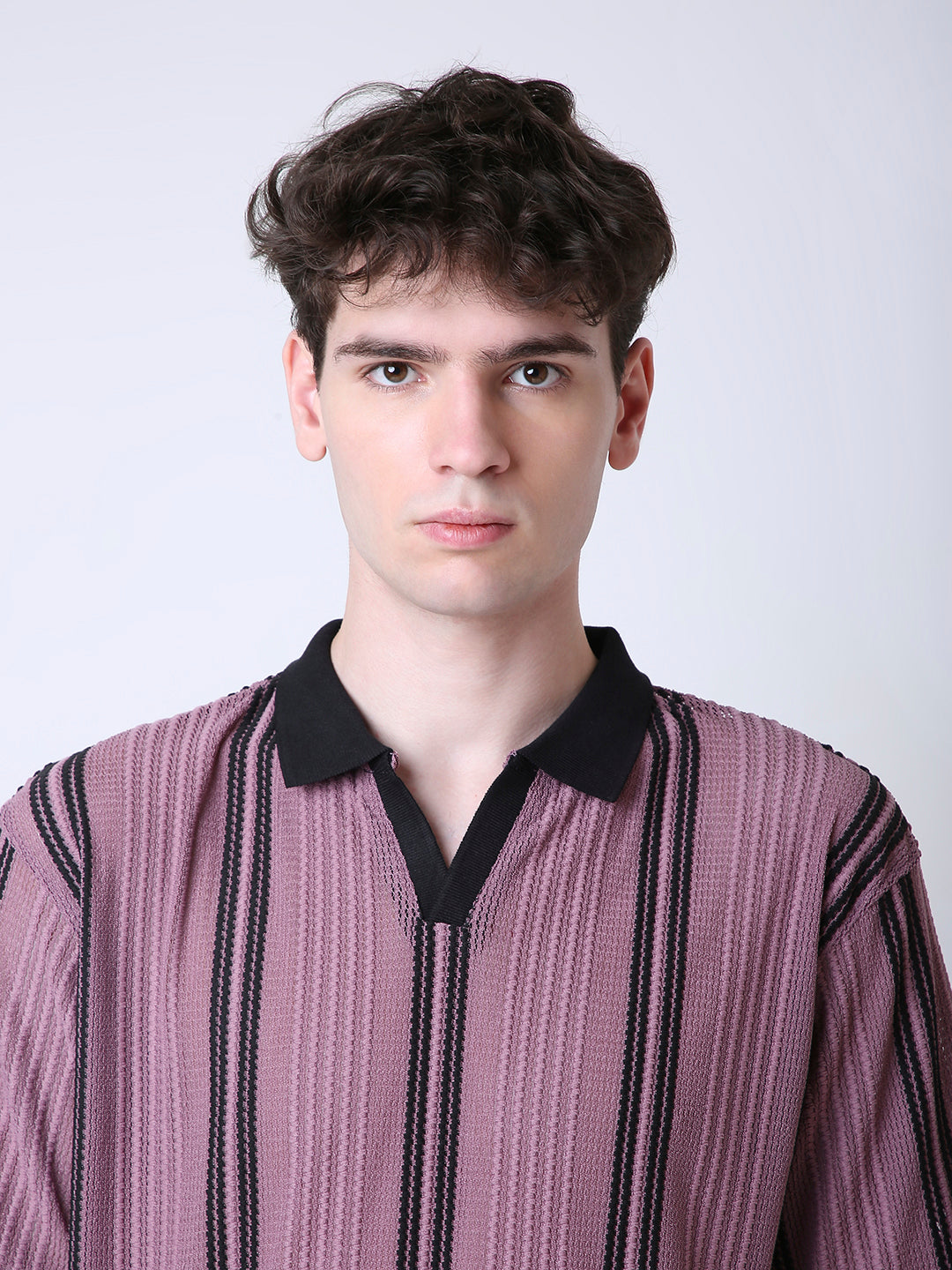 RETRO PLUM TEXTURED POLO T-SHIRT