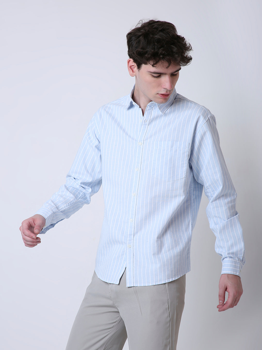 SKY BLUE OXFORD STRIPED SHIRT