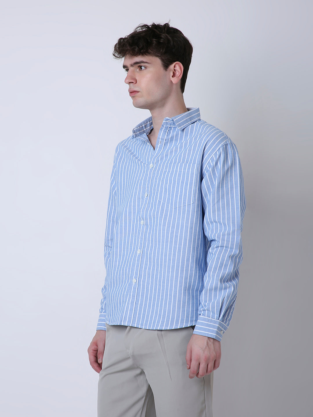BLUE OXFORD STRIPED SHIRT