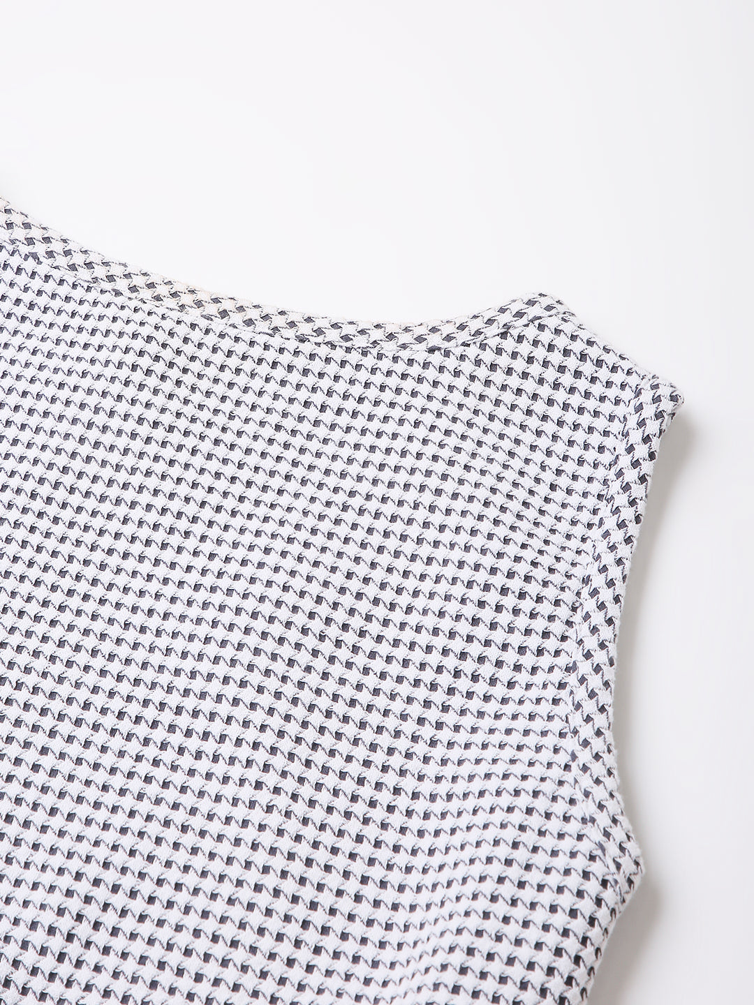 DARK GREY MINIMALIST MICRO-CHECKS SLEEVELESS CROP TOP