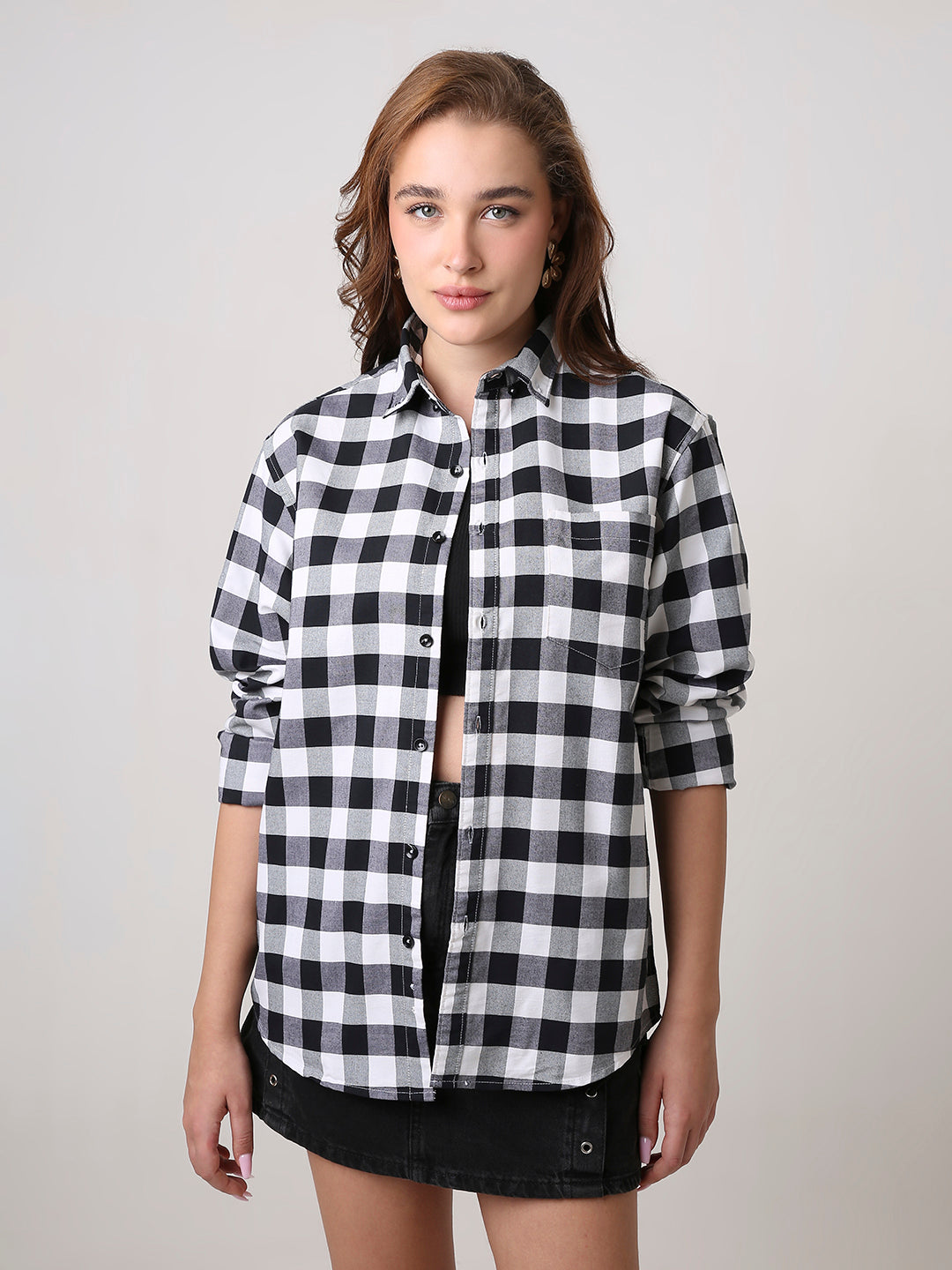 Oxford Black Checkered Oversized Shirt