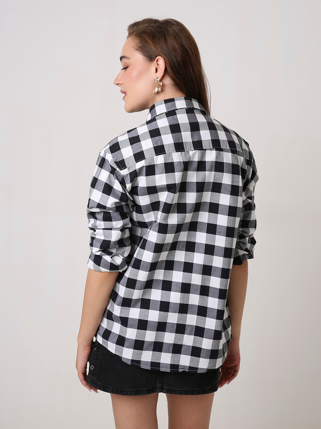 Oxford Black Checkered Oversized Shirt