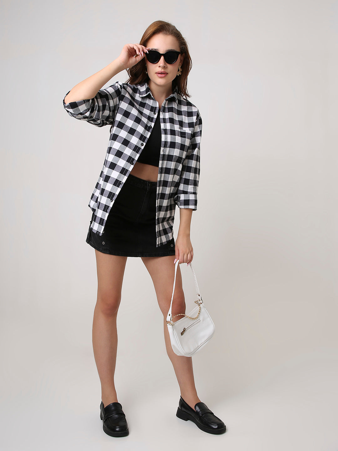 Oxford Black Checkered Oversized Shirt