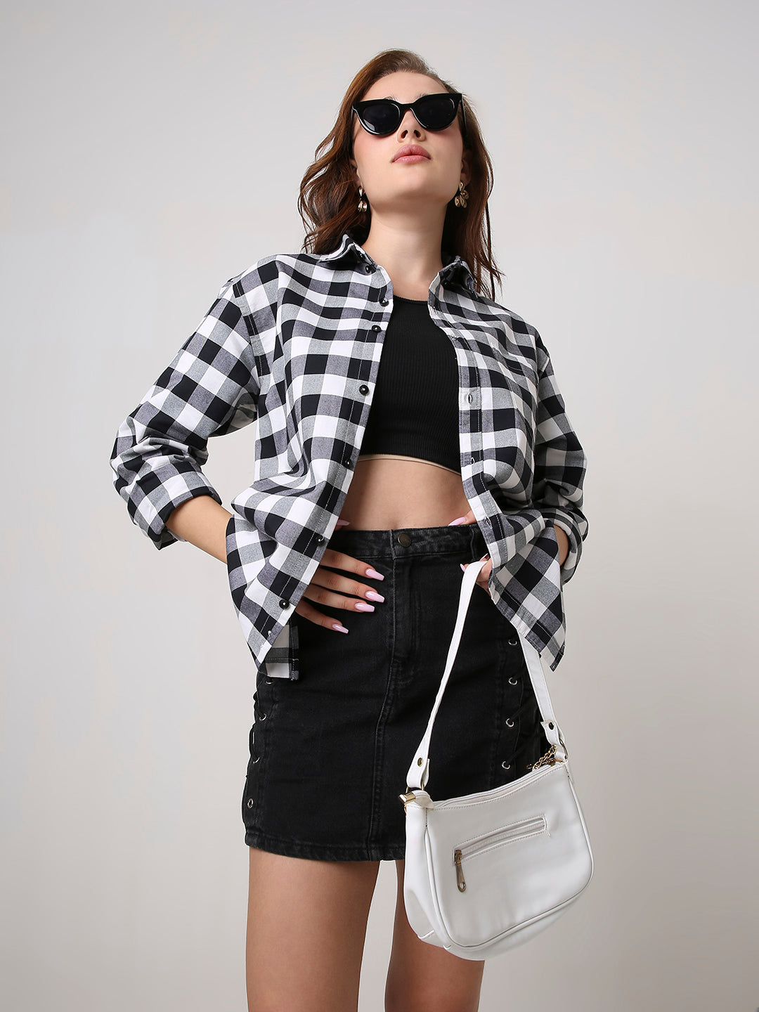 Oxford Black Checkered Oversized Shirt