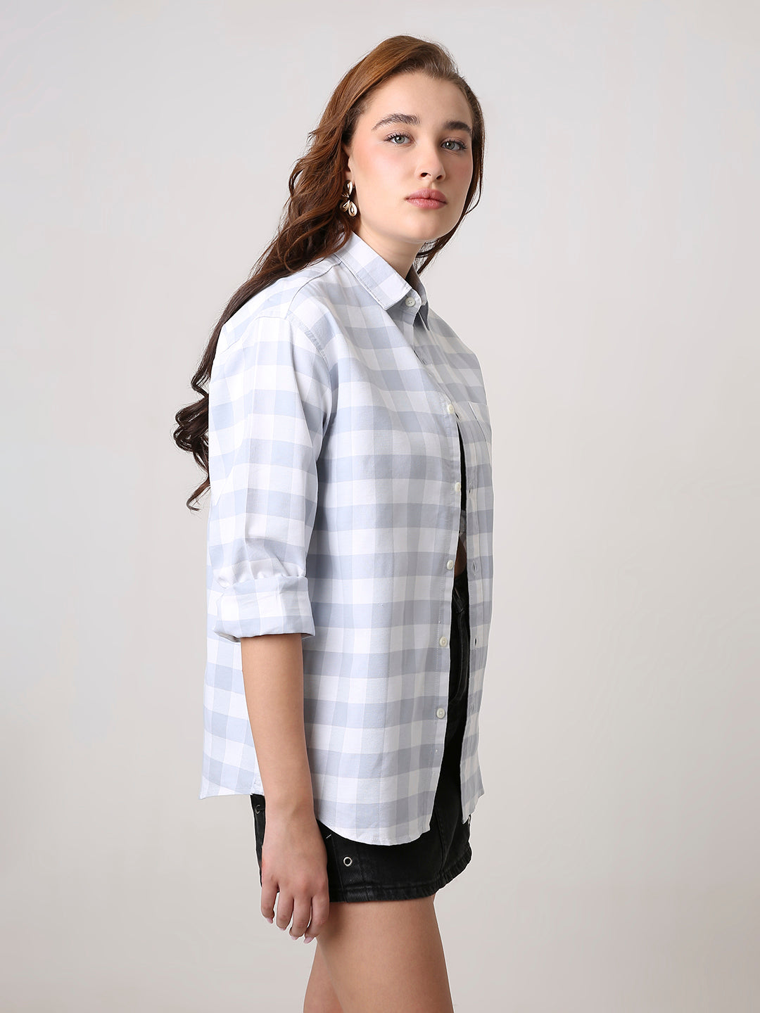 Oxford Grey Checkered Oversized Shirt