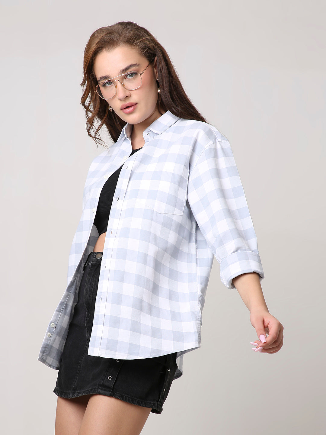Oxford Grey Checkered Oversized Shirt