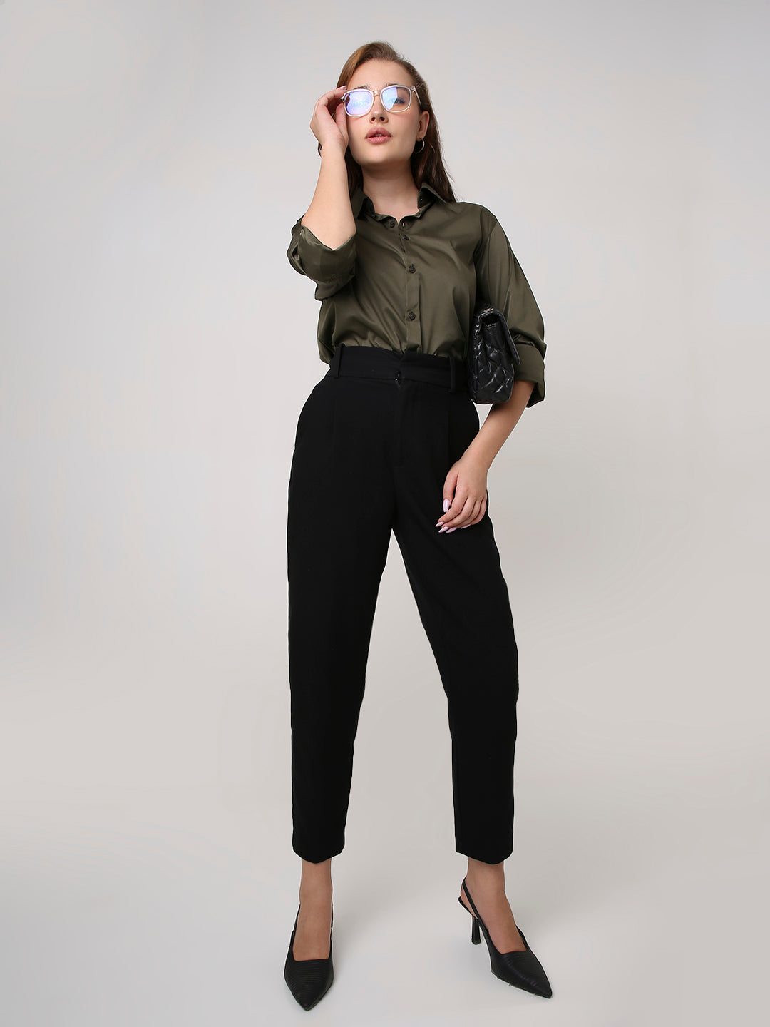 Olive Satin Formal Shirt
