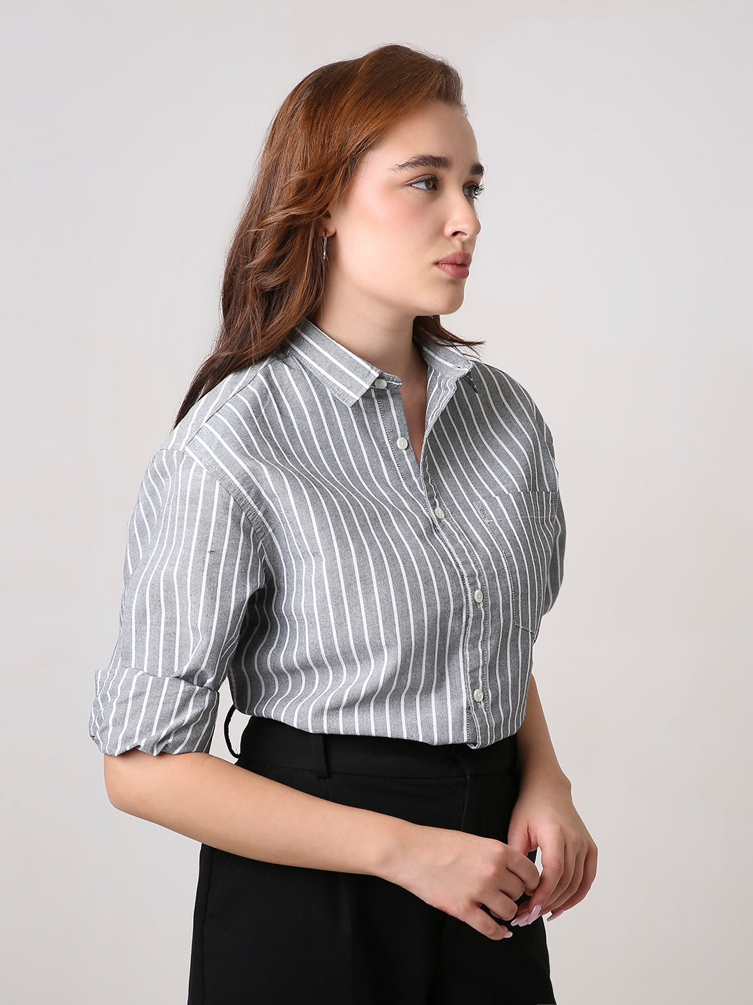 Classic Black Oxford Striped Oversized Shirt