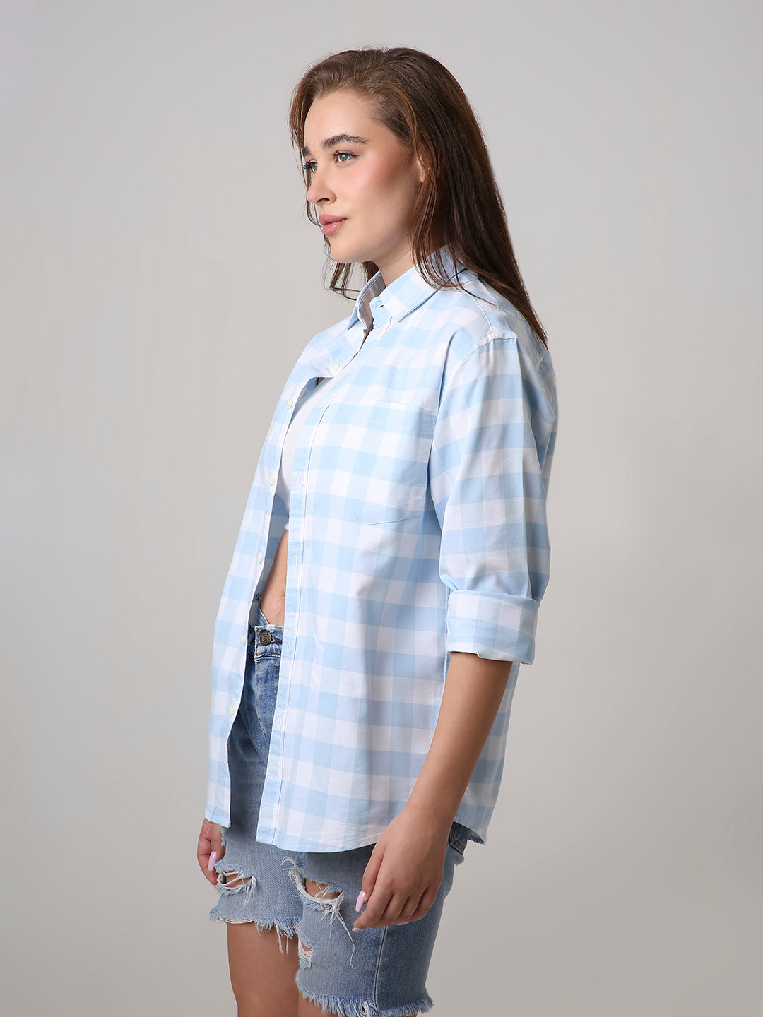 Oxford Blue Checkered Oversized Shirt