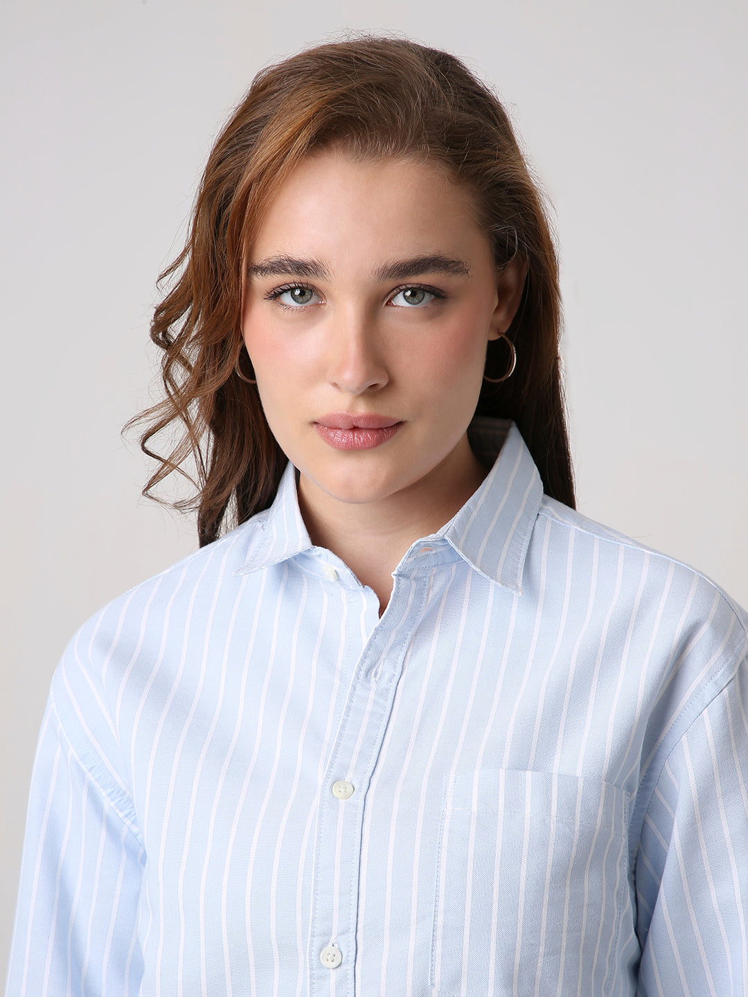 Classic Sky Blue Oxford Striped Oversized Shirt