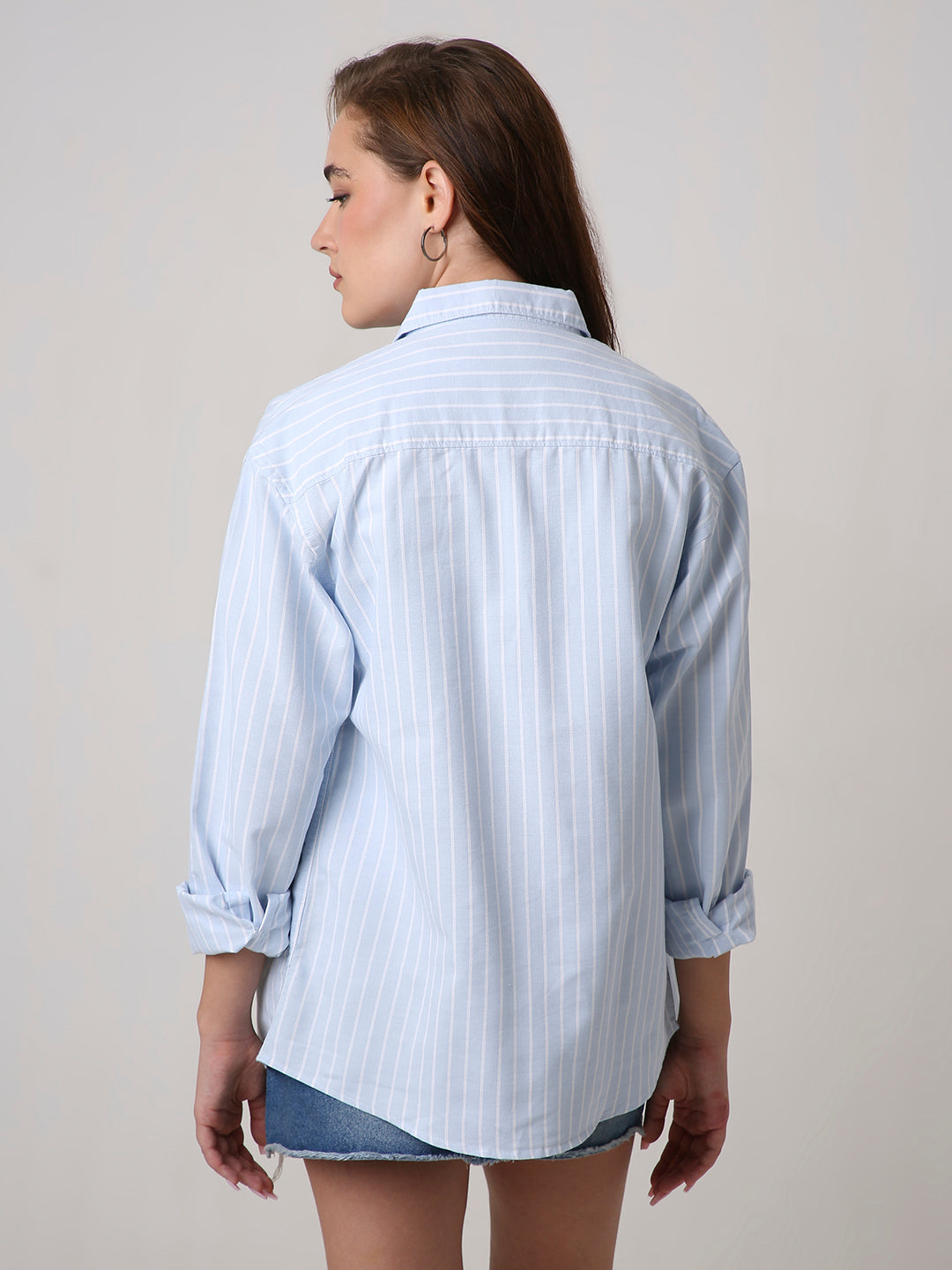Classic Sky Blue Oxford Striped Oversized Shirt