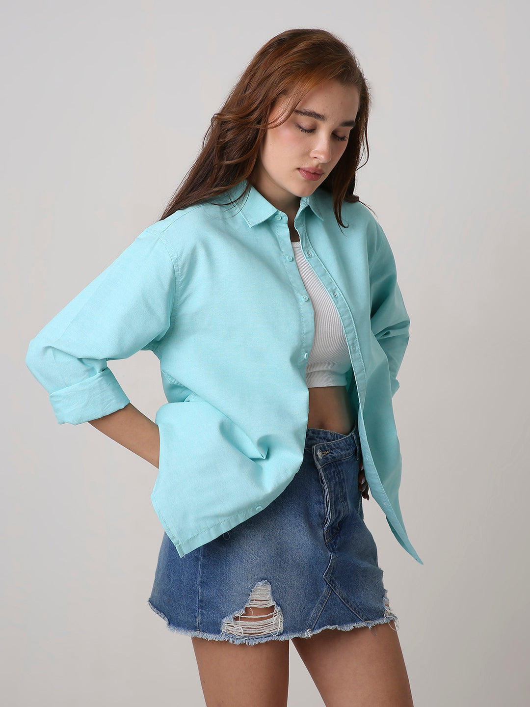 Mint Green Classic Oxford Oversized Shirt