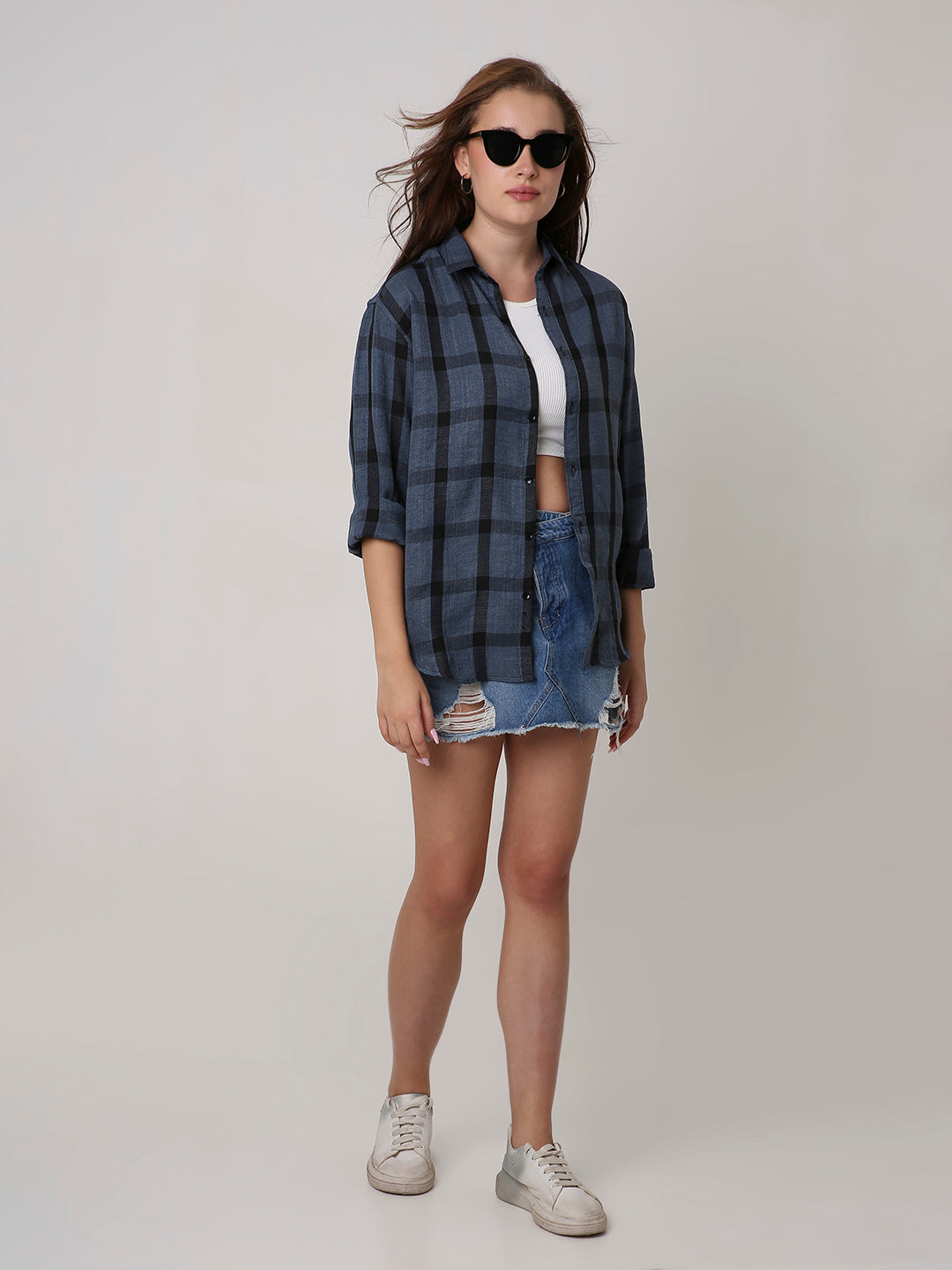 Blue Plaid Oversized Shirt