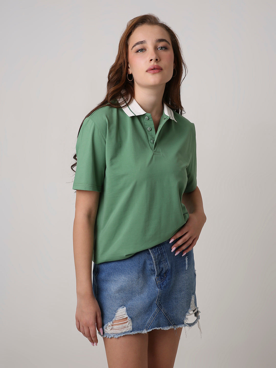 Solid Green Polo T-Shirt