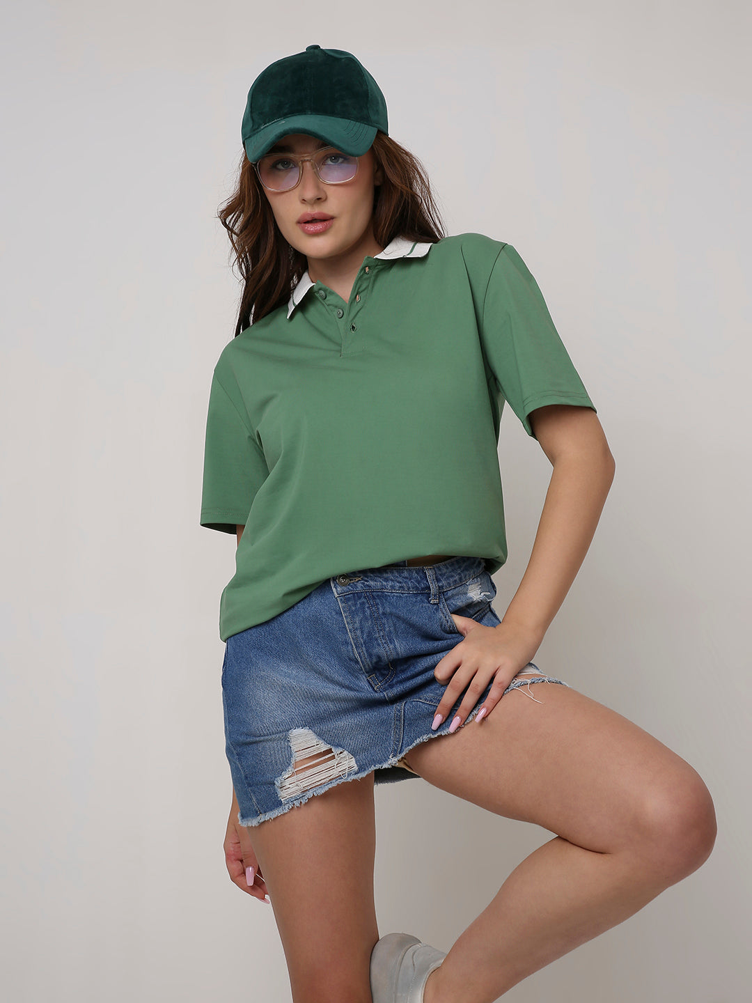 Solid Green Polo T-Shirt