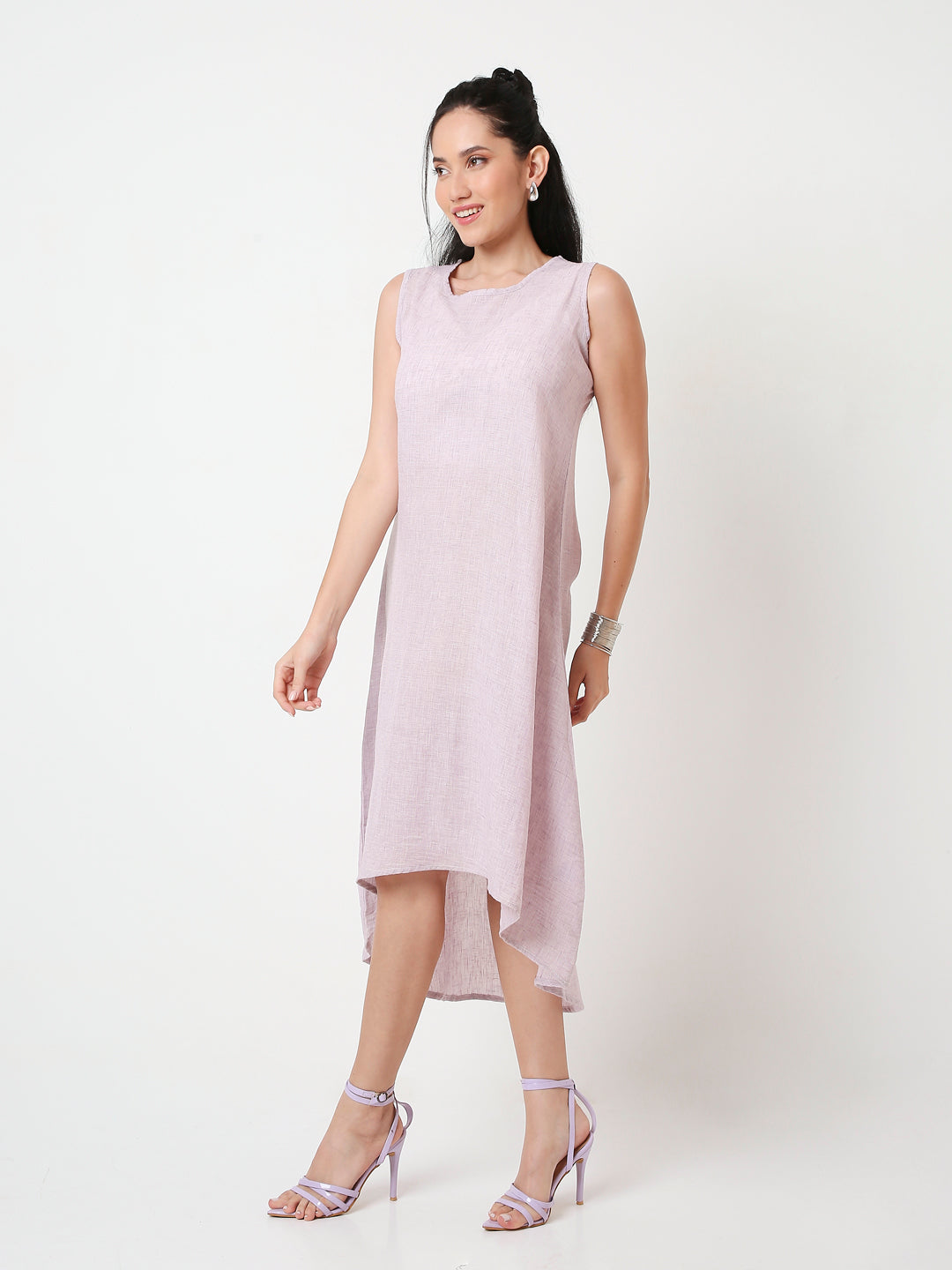 SLEEVELESS HIGH-LOW MIDI DRESS
